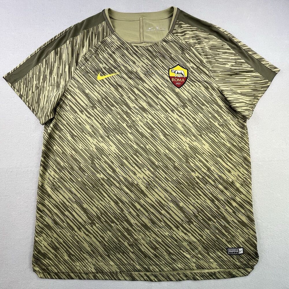 Nike AS Roma Training Jersey Mens XXL Olive Green Dri-Fit Pre-Match Soccer Kit